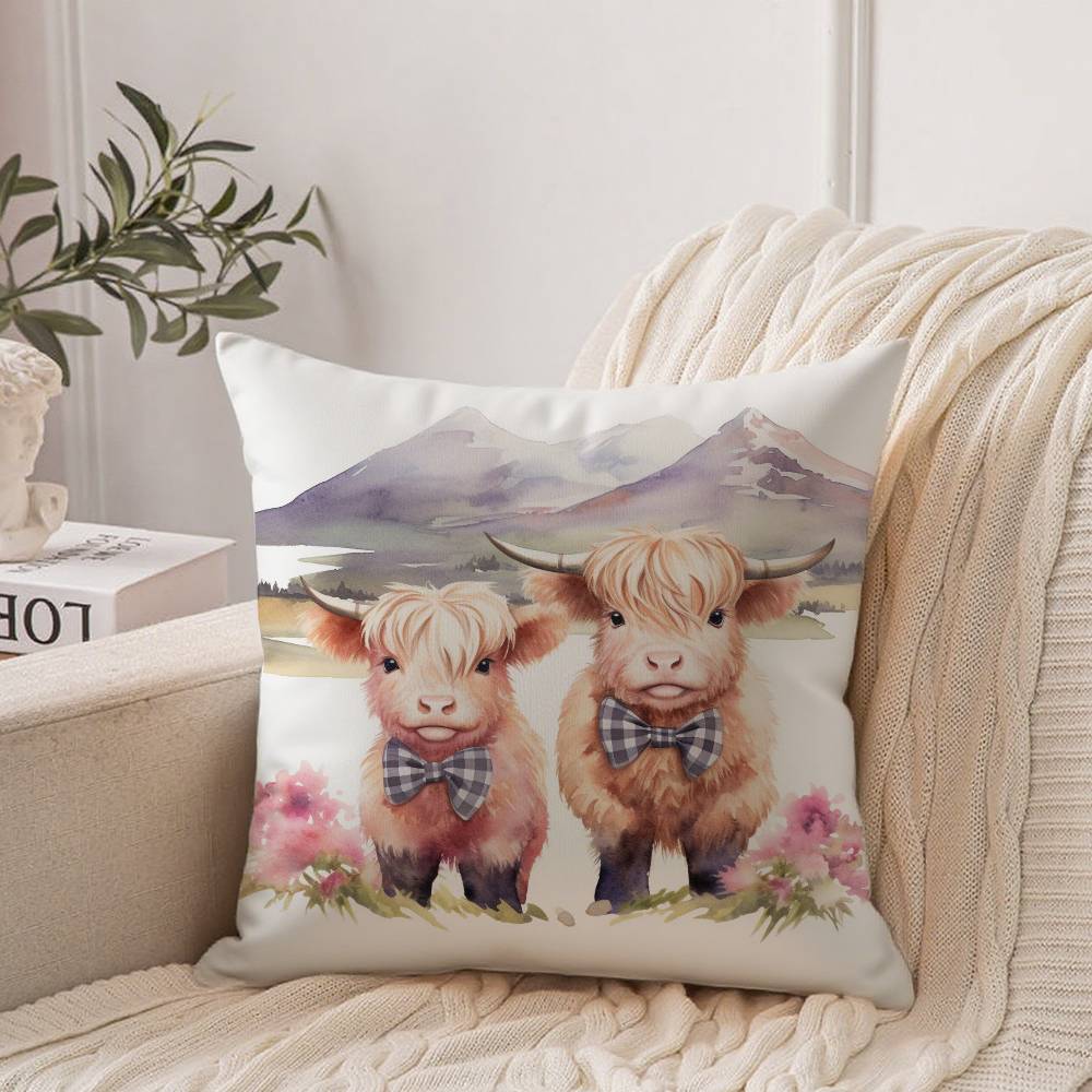 Housse d'oreiller Vache Highland Mignonne Décoration d'intérieur Jeté Pour Canapé Lit Voiture Décoration de chambre Idée cadeau