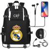 CR7 Backpack - USB Charge, Black, Large Capacity School Bags for Teens - Waterproof, Spacious Travel Laptop Mochilas for Male and Female