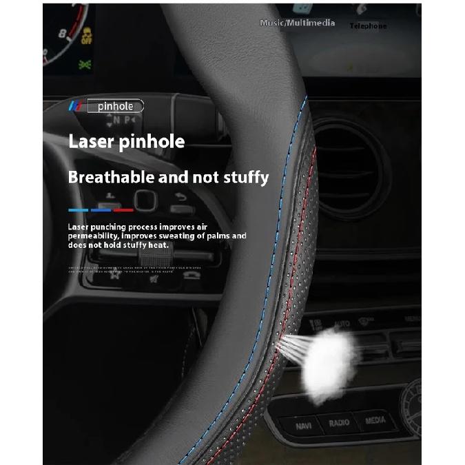 Volkswagen R Magotan Jeeta Passat Golf 5 GTI Beetle Tiguan Touareg Polo T-ROC T-Cross Car Leather Anti-Slip Steering Wheel Cover