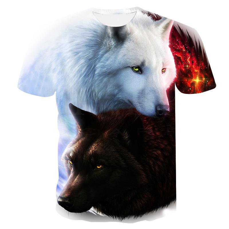 Kids Animal Wolf T Shirt for Boys Summer Autumn Children's Wolf Clothes Short Sleeved Breathable Cartoon Print Cool Wolf Tops