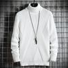2025 Winter New Thickened Men'S High Neck Hoodie Sweater For Students, Warm Diagonal Strip Trendy Knitted Sweater For Men