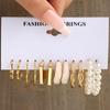 Gold Color Vintage Circle Hoop Earrings for Women Girls Simple Fashion Geometric  Drop Earring Set Trendy Jewelry Party