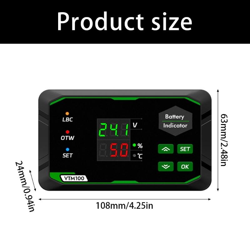 Double Screen Battery Capacity Monitor With Alarms For Lithium Acid Iron Batteries Multifunctional Battery Gauge