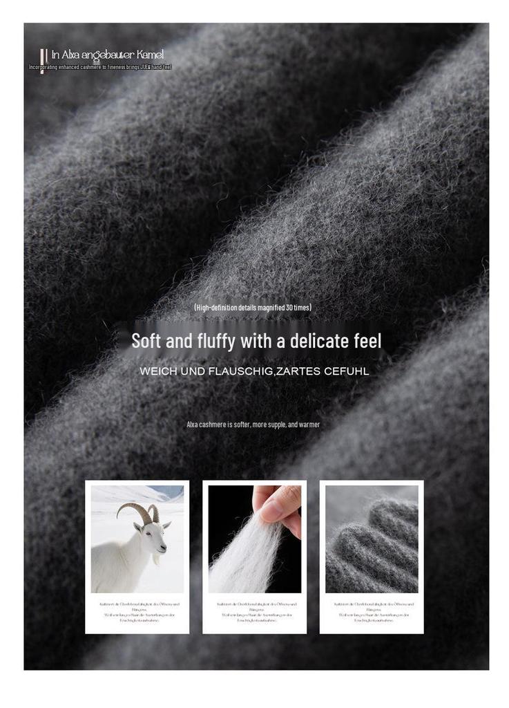Women's Rolled Edge Cashmere Button-Up Cardigan, Half-High Collar Sweater Coat.