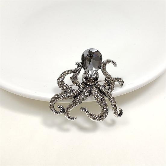 Sparkly Octopus Brooch Rhinestone Octopus Brooch Pin Sea Creature Lapel Pin Accessory for Men Women Ocean Lovers Sweaters Coats Scarves