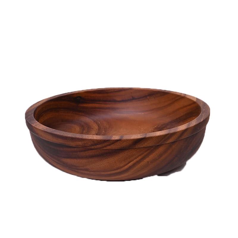 FengZhi Japanese Style Walnut Wood Flat-Bottom Bowl