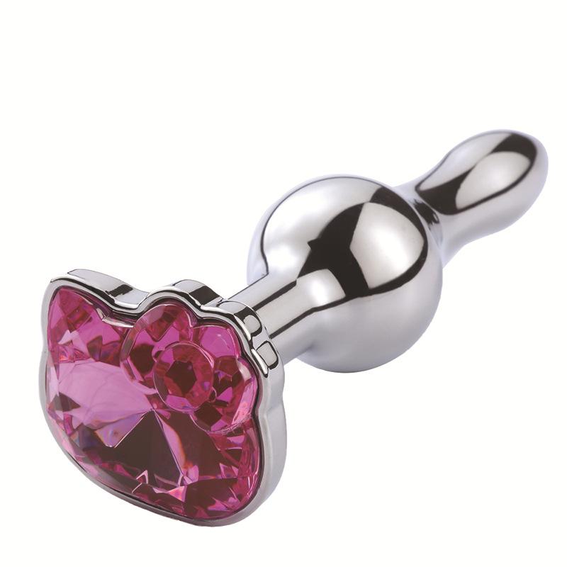 Cute Cat Face Crystal Stainless Steel Metal Anal Plug Stimulator Anal Sex Toys Prostate Massager Dildo Sexy Masturator for Adult