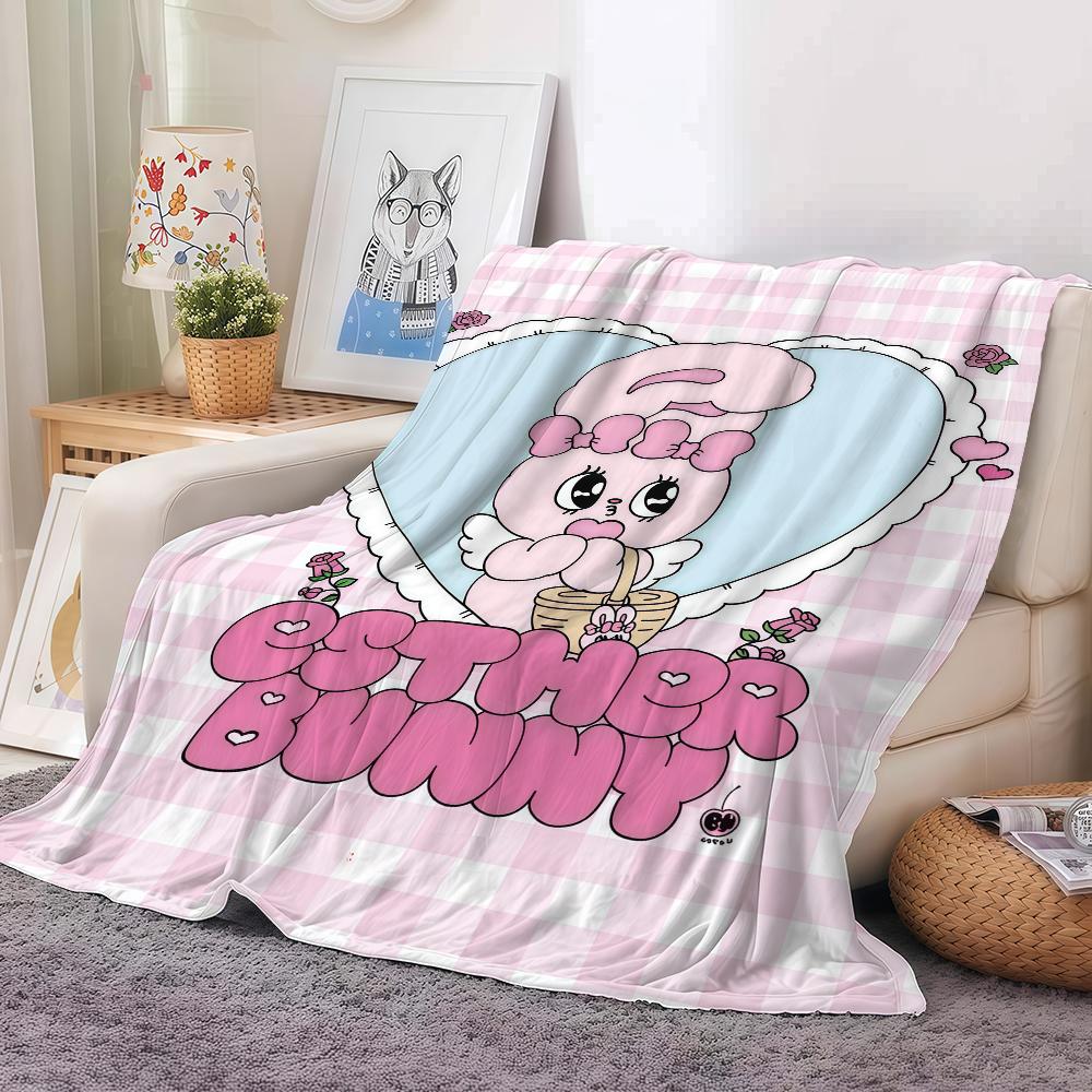 Cartoon Cute E-ESTHER B-BUNNY Blanket For Sofa Office Bed Plane Travel Sleep Read Relax Camping Soft And Warm