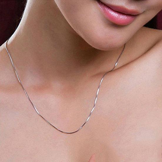 Damen-Halskette aus 925er-Sterlingsilber mit 2 mm Schlangenkette und Karabinerverschluss in schlichtem Design