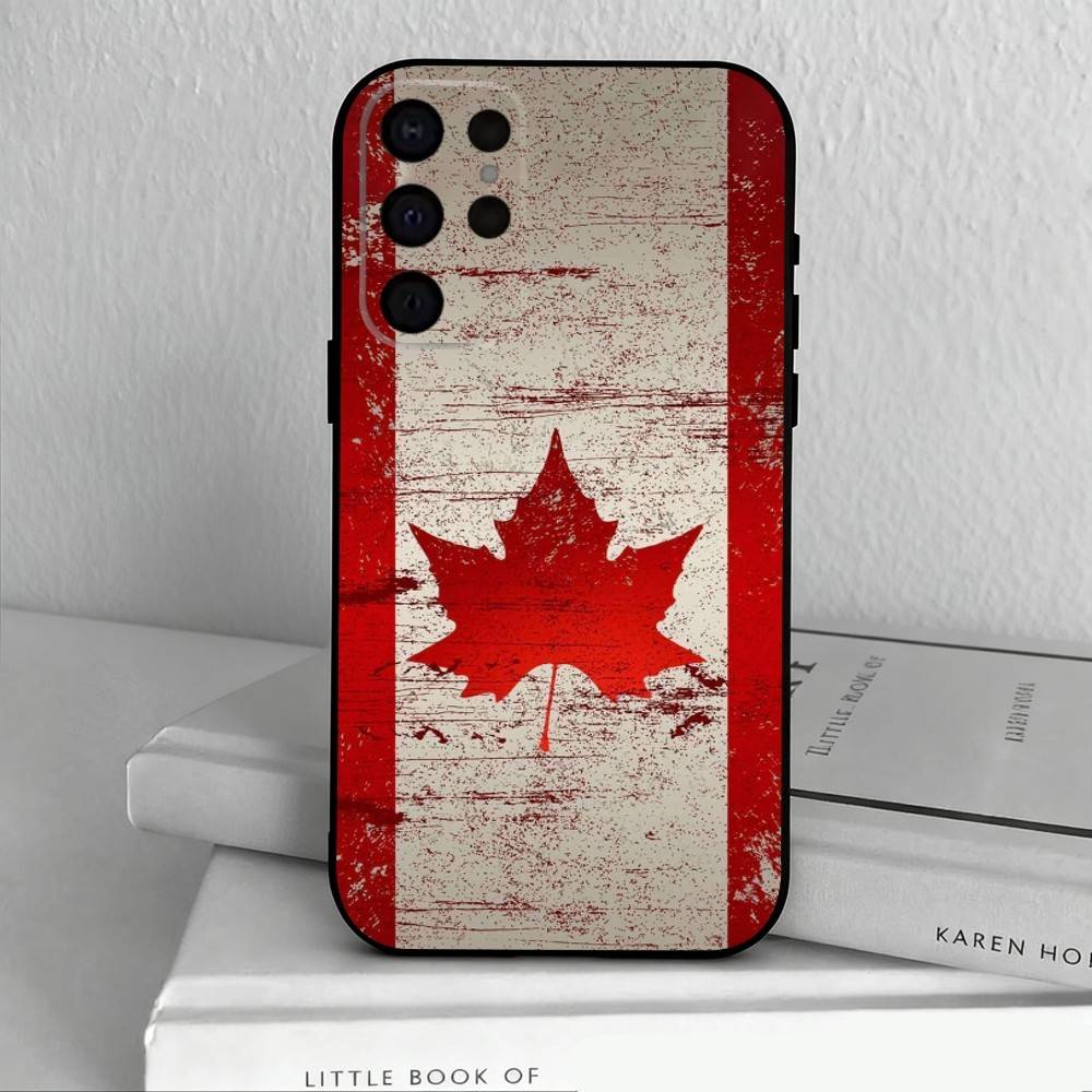 C-Canadian Flag Wallpaper Phone Case For Samsung S25,S24,S21,S22,S23,S30,Ultra,S20,Plus,Others Soft Black Case