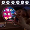 Intelligenter Bluetooth-Lautsprecher Drahtlose Spiegel-Soundbox Desktop-Wecker mit LED-Nachtlicht TF-Musikplayer 15W Drahtloses Ladegerät