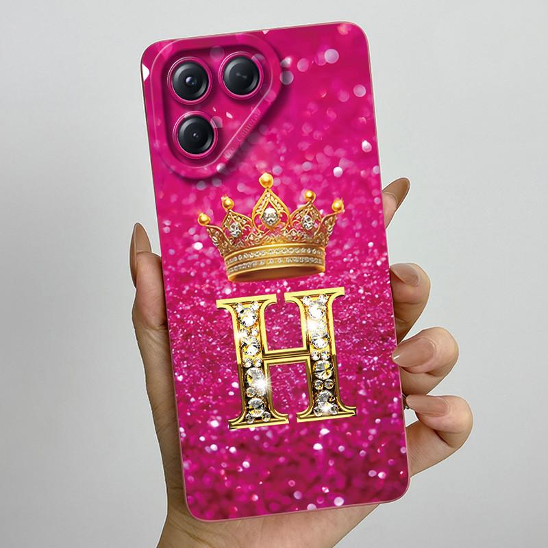 For Tecno Pova 7 Neo Phone Case Crown Initial Letters Liquid Silicone Dustproof Full Protection For Tecno Pova 7Neo Funda Coques