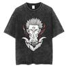 Harajuku Jujutsu Kaisen Anime Unisexs Washed TShirt  Summer Cotton Pattern Unisex Short Sleeves Loose YK Premium Shirt
