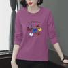 Women's Autumn 2025 Loose-Fit Printed Long-Sleeve T-Shirt - Korean Style for Middle-Aged Women