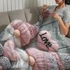 Eén Draagbare Deken met Kabouters en Harten voor Zachte Plaid voor Picknick Bed Bank Huis Slaapkamer Gezellig Warm Comfortabel