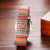 Watch Bohemian Elastic Strap Arabic Numerals Print Free Size Floral Print Waterproof Quartz Watch Stretch Band Stainless Steel Analog Display Dial