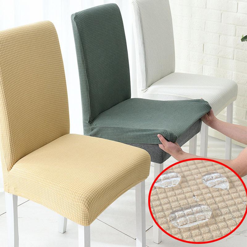 Waterdichte elastische stoelhoes met achterkant Eetkamerstoelhoezen Jacquardhoezen voor stoelen voor keuken Bruiloft Hotelbanket