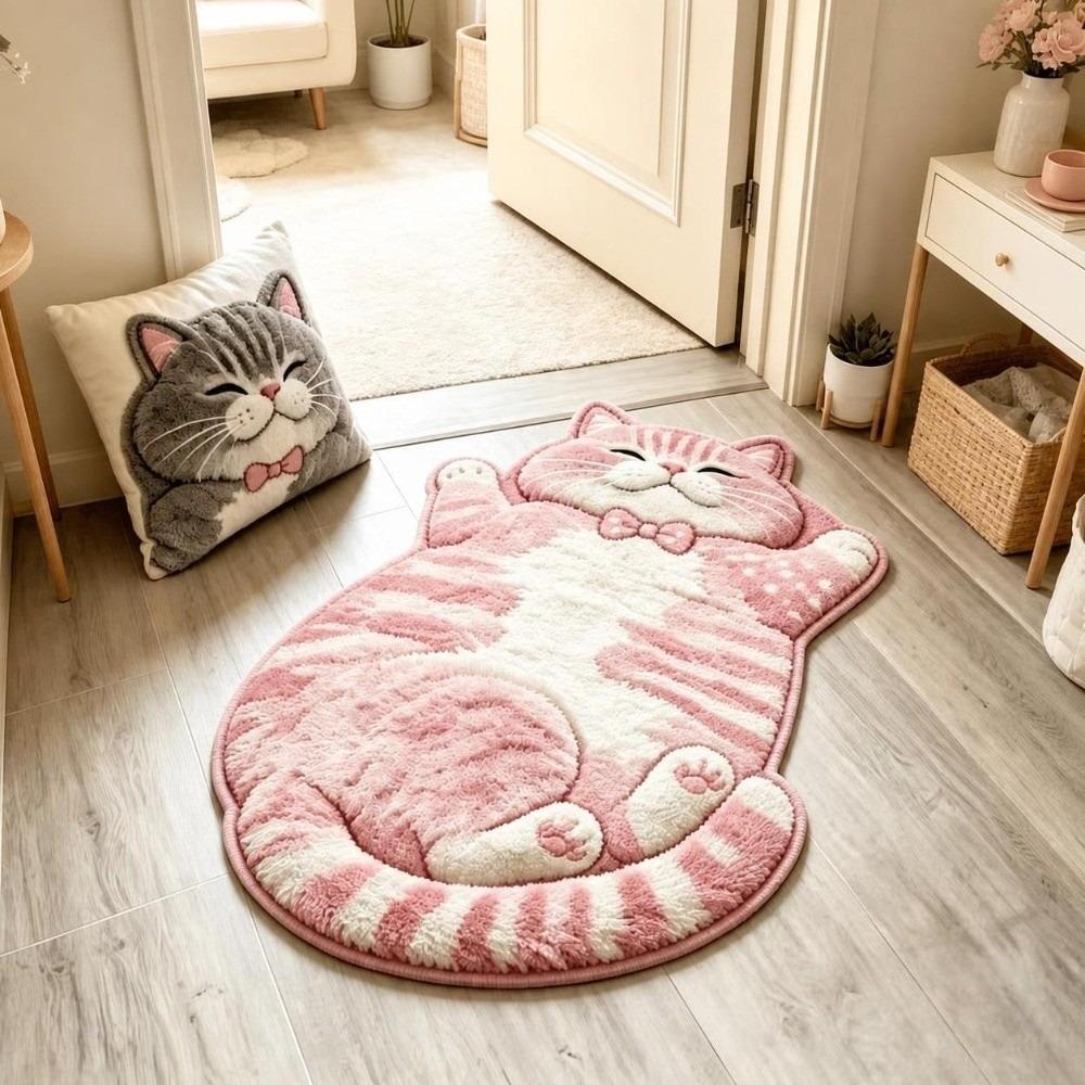 Anti-fouling Home Decor Carpet Non-Slip Cartoon Carpet Cute Cat-Shaped Area Rug  Living Rooms