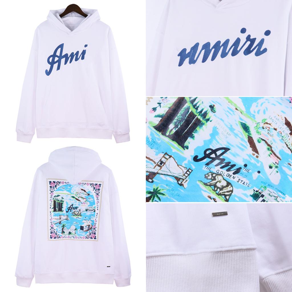 Hanorac AM brand trendy logo pictură cu stropi curgere vopsea graffiti hanorac larg broderie haină de cuplu I modele de primăvară și toamnă