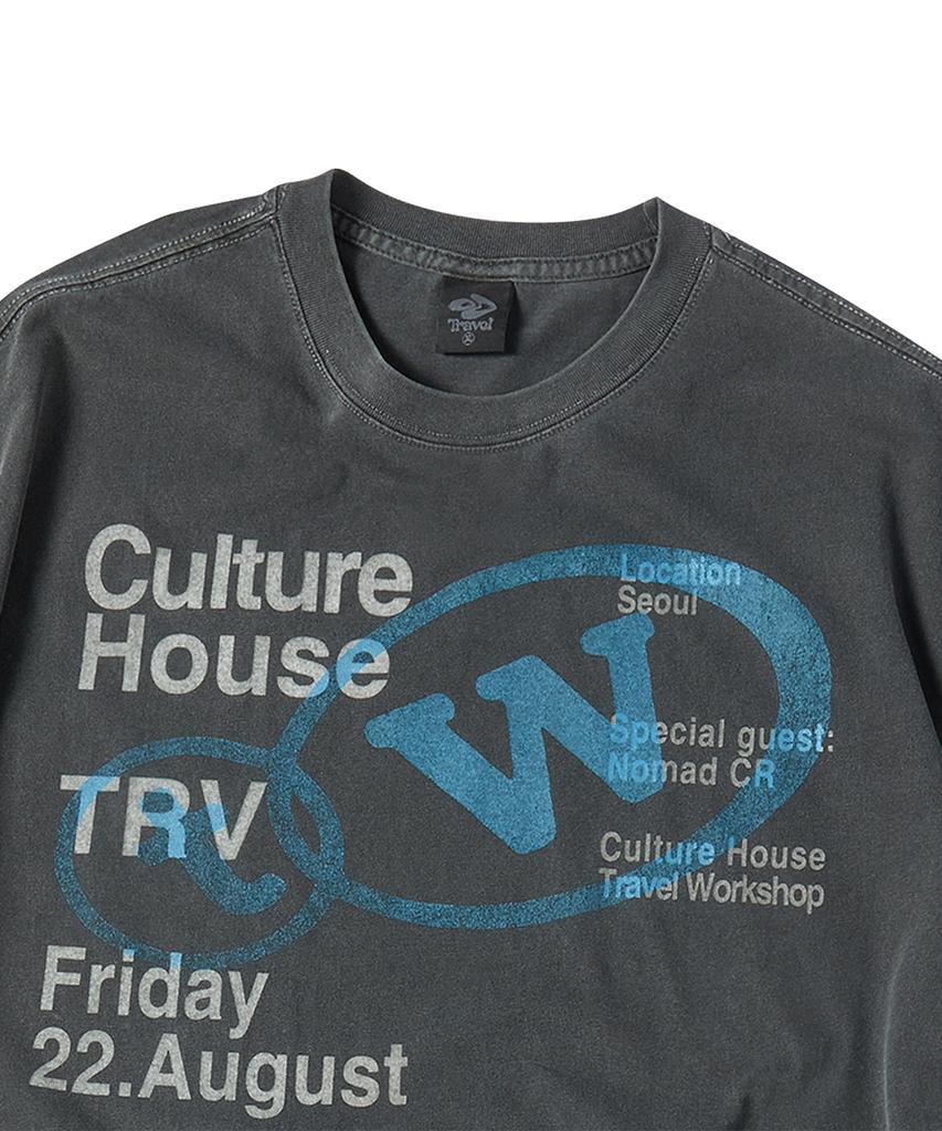 TRAVEL Culture House Pigment Short Sleeve T-Shirt Black Charcoal