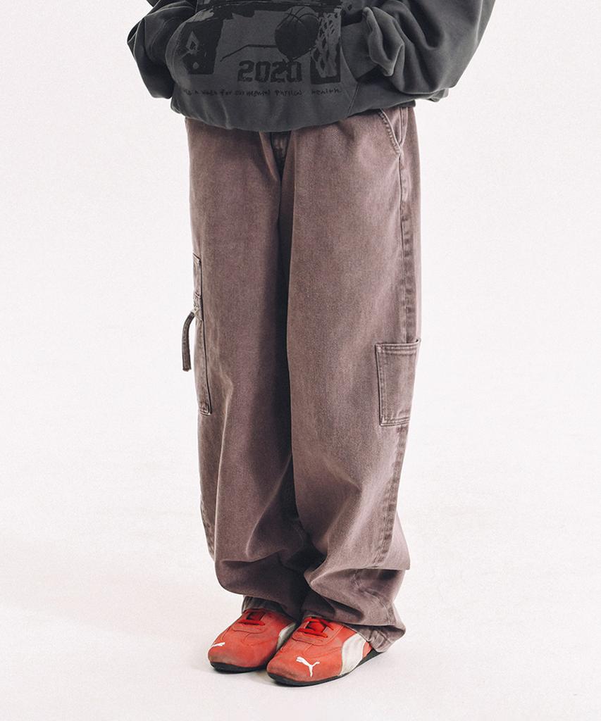 PHYSICAL DEPARTMENT Pigment Washed Cargo Denim Pants Vintage Purple