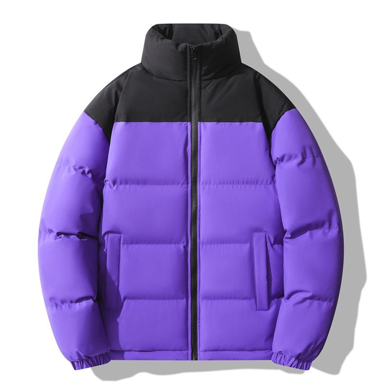 Winter Cotton Coat Men's New Spliced Windproof Warm Thick Stand Collar Couple Bread Coat Stand Collar Cotton Coat