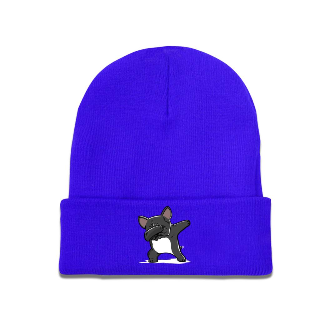 Dabbing French Bulldog Funny Knitted Caps Women's Unisex's Beanies Autumn Winter Hat Polyester  Warm Caps