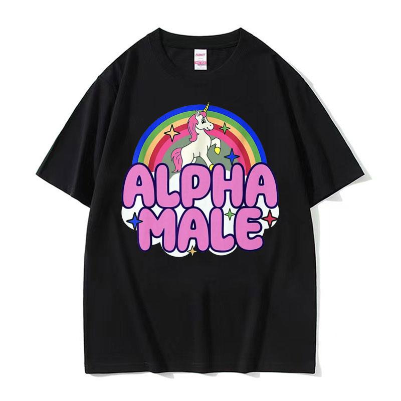 Funny Alpha Male Unicorns Rainbow Meme Graphic T Shirts Men Women Vintage Gothic Clothes T-shirt Summer High Quality Tees