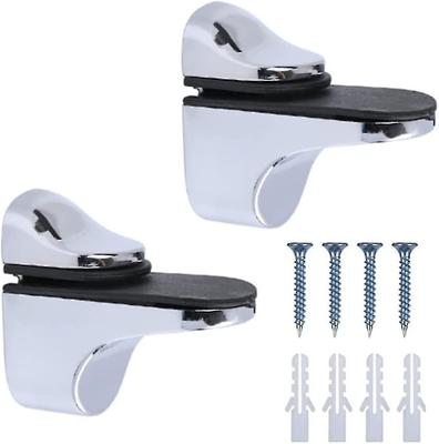 2 Pcs Glass Shelf Support Adjustable Glass Shelf Bracket Polished Chrome Wall Mount For 3-20mm Thickness Shelf