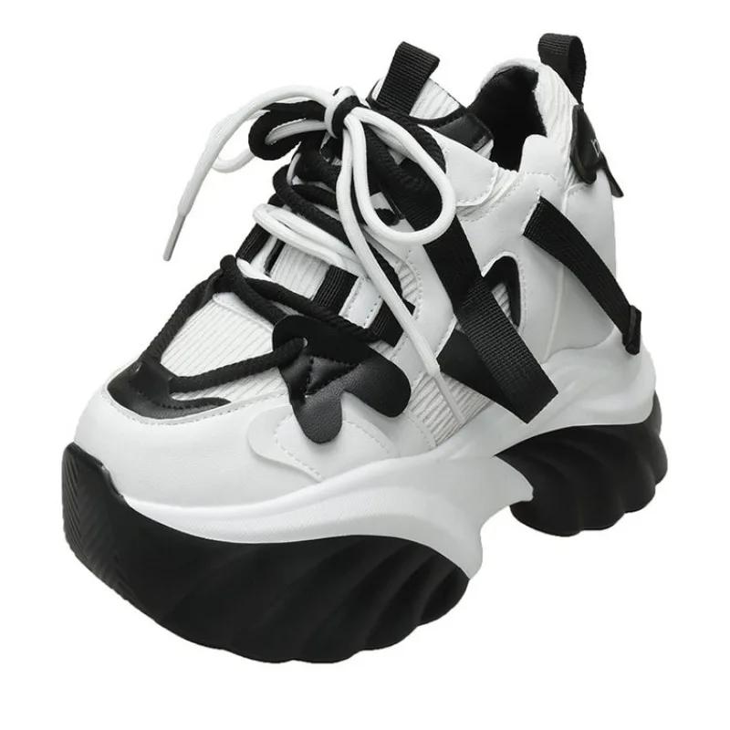High-quality New Women Platform Sneakers Mesh Casual Chunky Sneakers Heels Wedges Breathable Height Increasing Shoes Woman