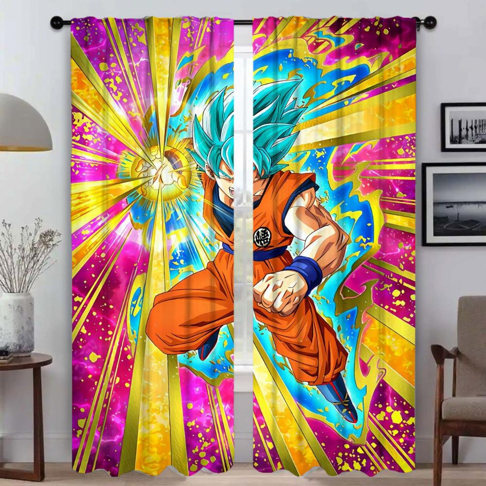 Keukengordijnen Kinderkamer D-Dragon-ballS Anti-muggengordijnen 2 Stuks Raamgordijn Shades Scheidingswand Tule voor Slaapkamer