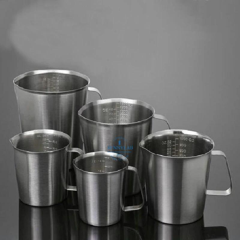 1pcs 500ml 700ml 1000ml 1500ml 2000ml  Stainless Steel Lab Beaker Measuring Cups Graduated Liquid Metal Tools With Inner Scale