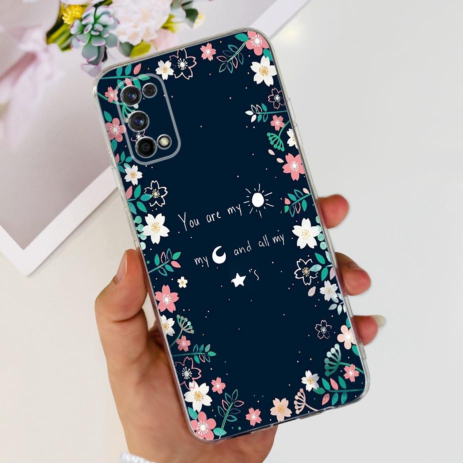 For Realme 7 Pro Case RMX2170 Cute Cat Flowers Painted Cover Clear Silicone Soft TPU Phone Case For Realme 7 Pro Realme7 5G Bags