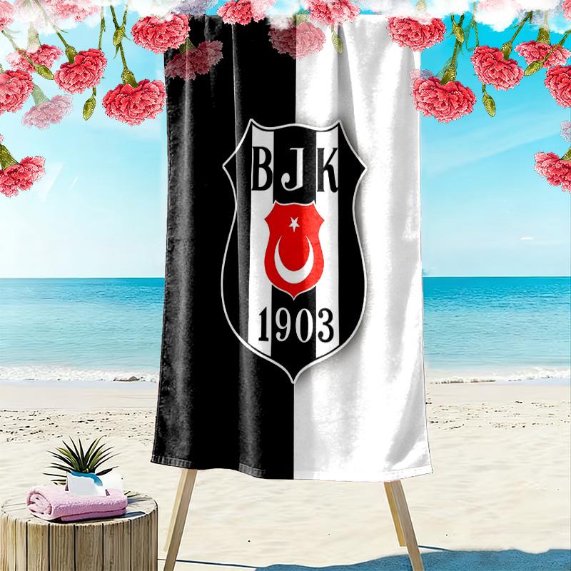 Besiktas Gymnastics Club Print Beach Towel, Large Soft Quick Dry Towel for Beach Camping Swimming
