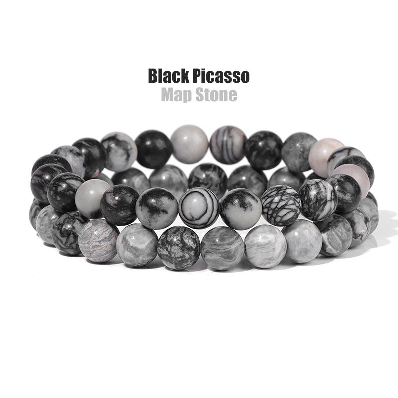 2Pcs/Set Bracelets For Women Natural Stone Bracelet Set Agates 8mm Beads Bangle Turquois Crystal Bracelet Men Jewelry Healing
