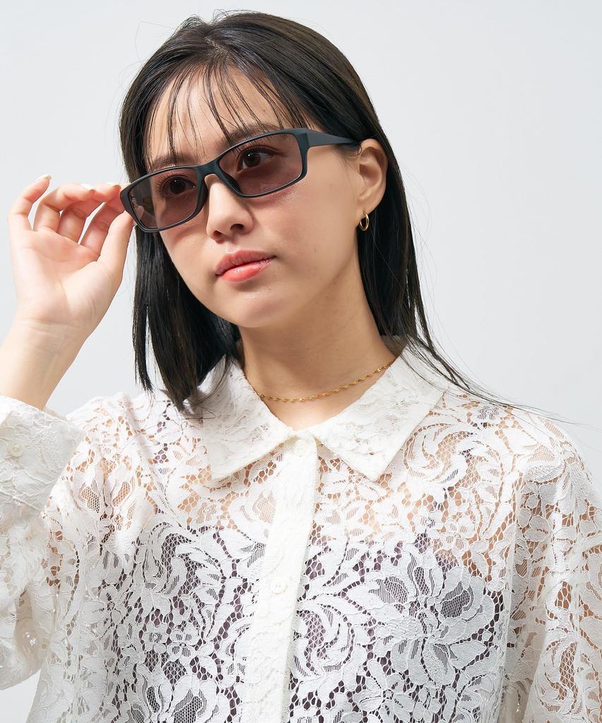 CUT Horizontal Sunglasses Colored Thick Frame UV Sports [Zoff] SUNCUTGlasses/UV100% Wellington-style Lenses, Stylish, Protection, Unisex, (Black