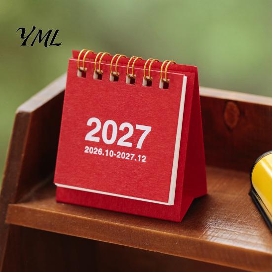 Compact Table Calendar for Home Mini Desk 2026-2027, Oct 2026 to Dec 2027 Standing Flip Small Portable Desktop Ornament Calendar, 14 Monthly