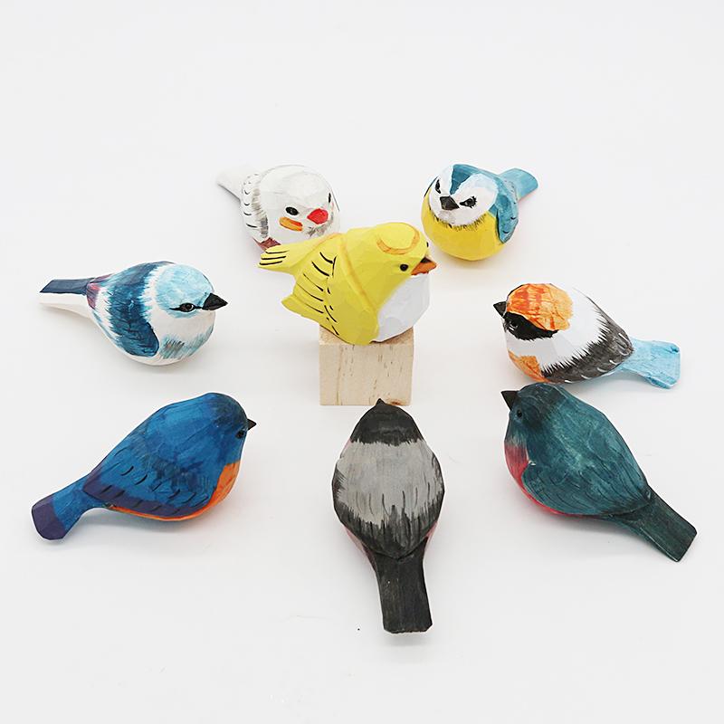 1PC Home Decoration Nordic Decorative Ornaments Figurine Art Craft Wooden Bird Statue Sculpture