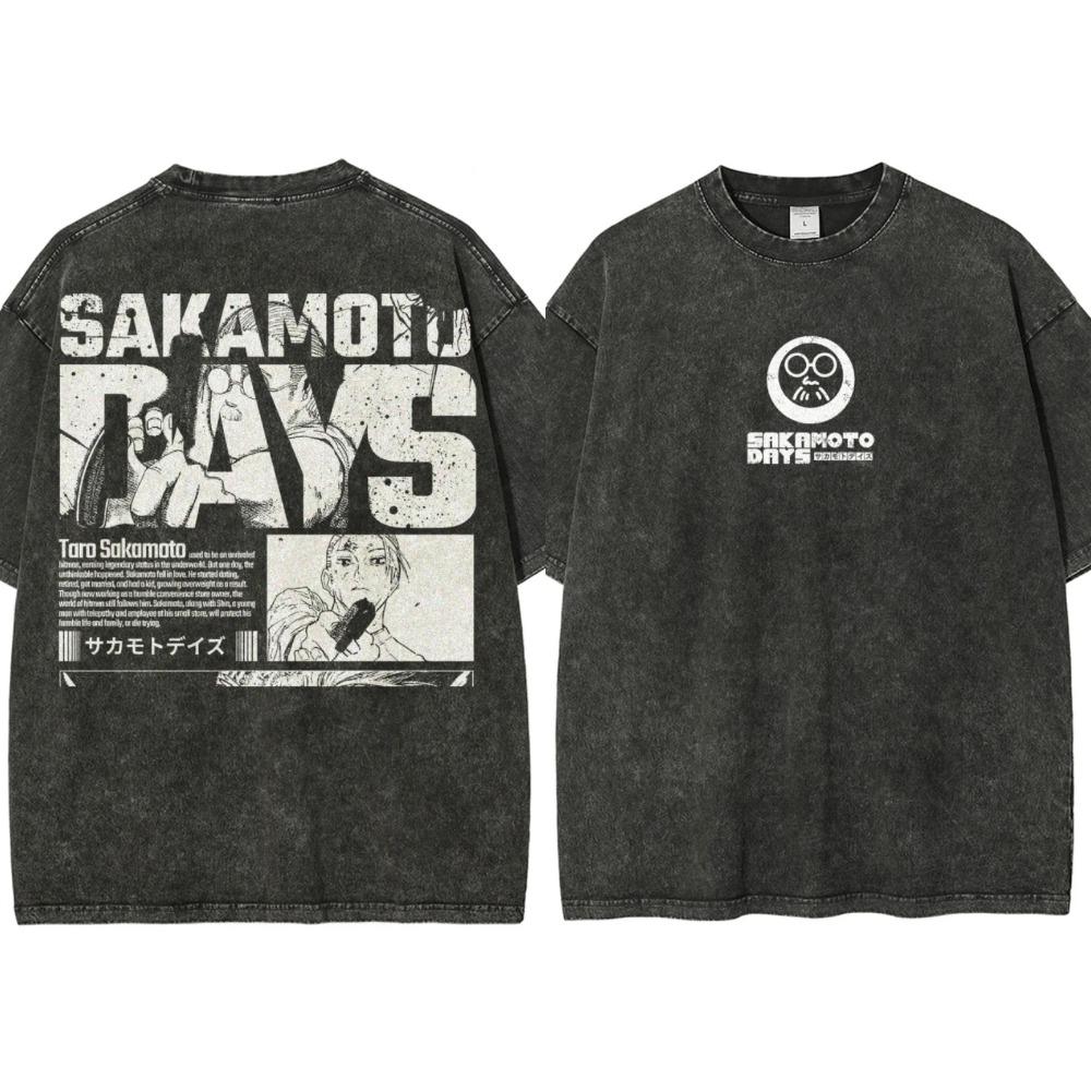 Anime Washed Vintage Sakamoto Days Damen Herren Mode Hip Hop Übergroße T-Shirts Sommer Baumwolle Komfort Damen T-Shirt Top