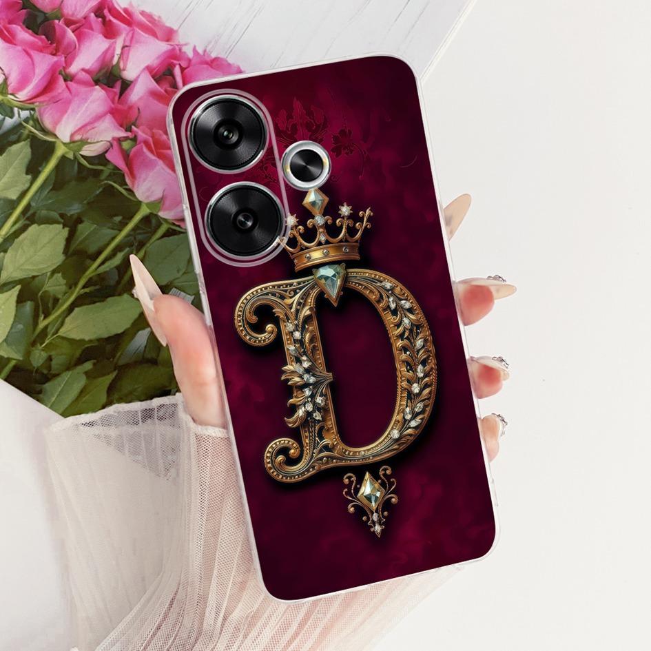 For Xiaomi Poco F6 Case Retro Crown Letters Soft Silicone Couple Phone Cases For Xiaomi Redmi Turbo 3 Fundas Note 13 Turbo Shell