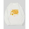 Men's Lucky Fishing Shirt Sweater - Casual Round Neck Loose Fit Solid Color Fishing-Themed Sweater Suitable for Outdoor Activities & Casual Attire