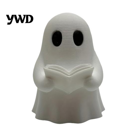 Small Ghost Statues for Desks Halloween Mini Reading Book Ornament, 3D Printed Cute Little Sturdy Figurines Figurine, Durable PLA Creative Bookshelves