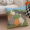 Cartoon Cute Cat Picture For Wake Up Cushion Cover Throw Pillow Cover Hidden Button Durable Polyester Chair Cushion