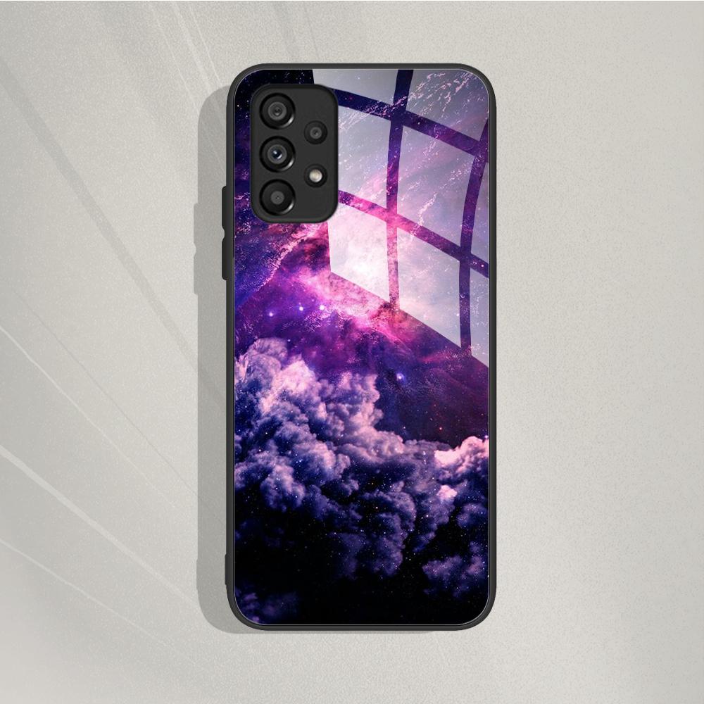 Case For Samsung Galaxy A72 Painted Tempered Glass Phone Cover For Samsung A72 A 72 5G A726B A725F Cases Silicone Bumper Coque
