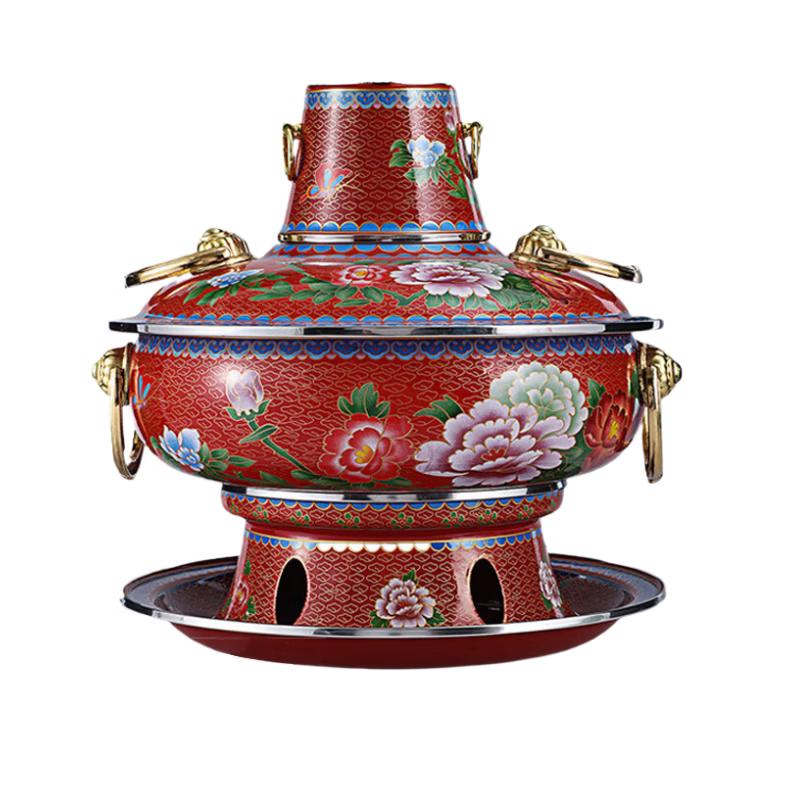 Cloisonné Enamel Copper Charcoal Hotpot