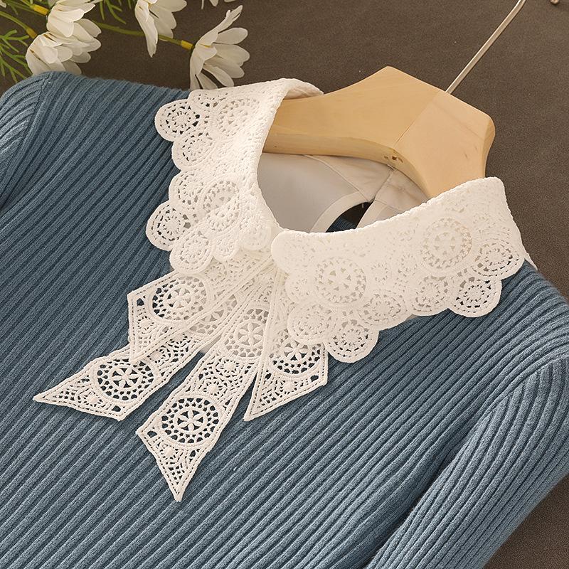 Perfect Match New Fake Collar Shirt Women White Lapel Ruffles Stand False Collar Woman Girls Detachable Collar Lace Removable Half Shirt