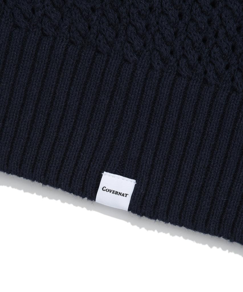 COVERNAT Authentic Crochet Collar Knit Navy