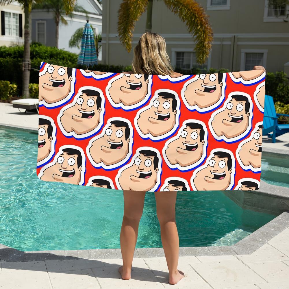 Dessin animé A-Américain Drôle papa Serviette Cool Serviette de Plage Surdimensionnée Serviette à Séchage Rapide Absorbante Douce Serviettes de Plage pour Hommes Femmes
