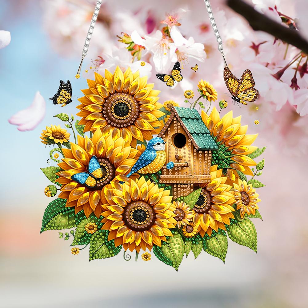 Acrylic 2D Flat DIY Diamond Painting Set Rhinestone Diamond Art Window Pendants Diamond Art Pendant Home Wall Decoration Crafts