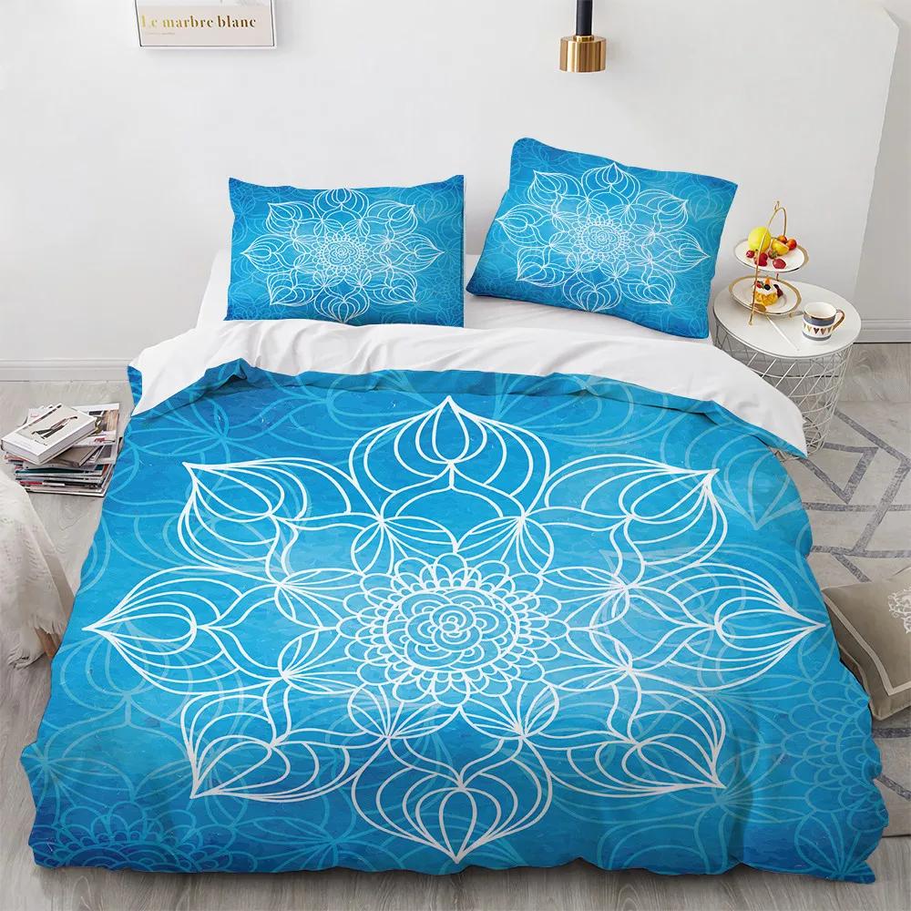 Bohemien King Size Beddengoed Set Luxe Print Mandala Slaapkamer Dekbedovertrek Beddengoed Sets Zwart Hoge Kwaliteit Dekbedovertrek & 2 Stuks Kussensloop